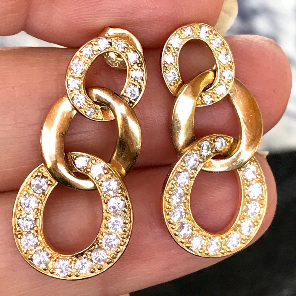 Gold and Crystal Link Earrings
